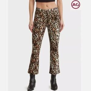 AG Women's Pant The Quinne Crop High Rise Kick-Flare Bold Leopard Ivory Dust 25